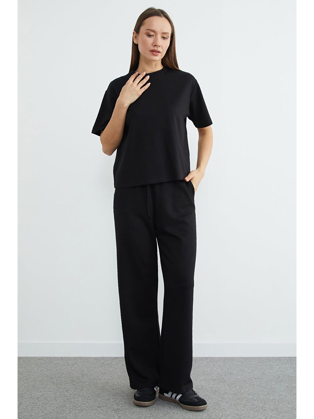 Siyah Basic Kısa Kollu Modal 2 Li Takım-4