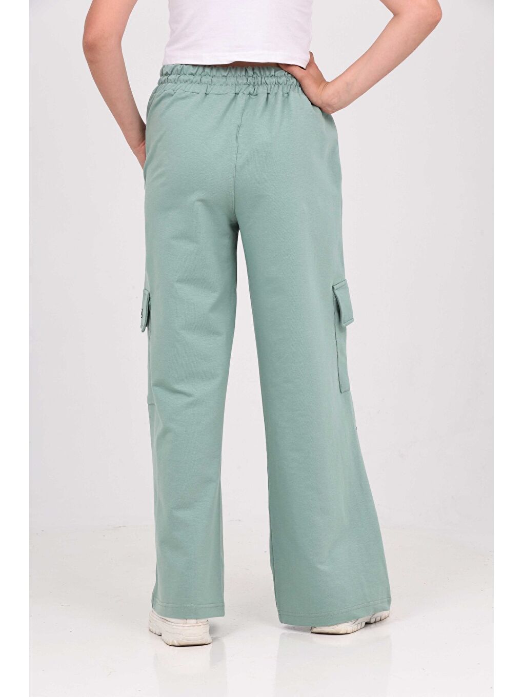 Gri Kız Çocuk Kenardan Çıtçıtlı Eşofman Alt-4