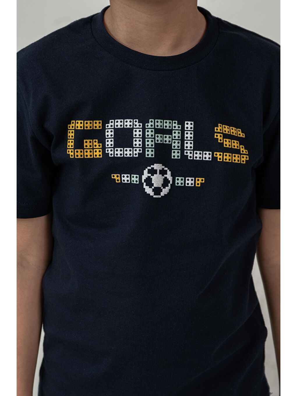 Lacivert Goals Baskılı Erkek Çocuk Şort - Tişört Takımı-2