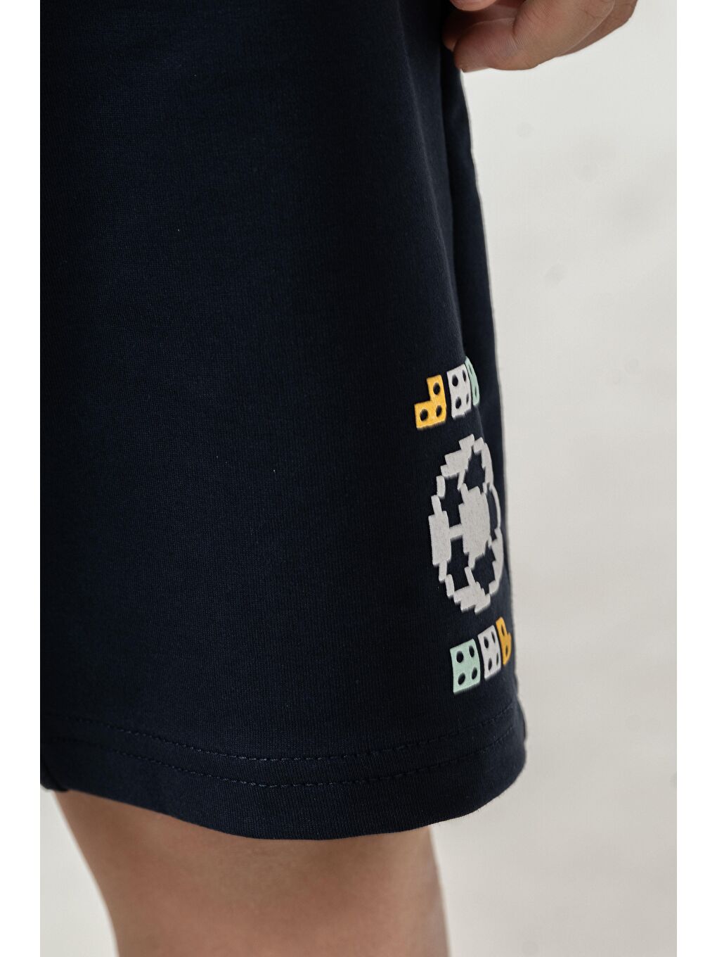 Lacivert Goals Baskılı Erkek Çocuk Şort - Tişört Takımı-3