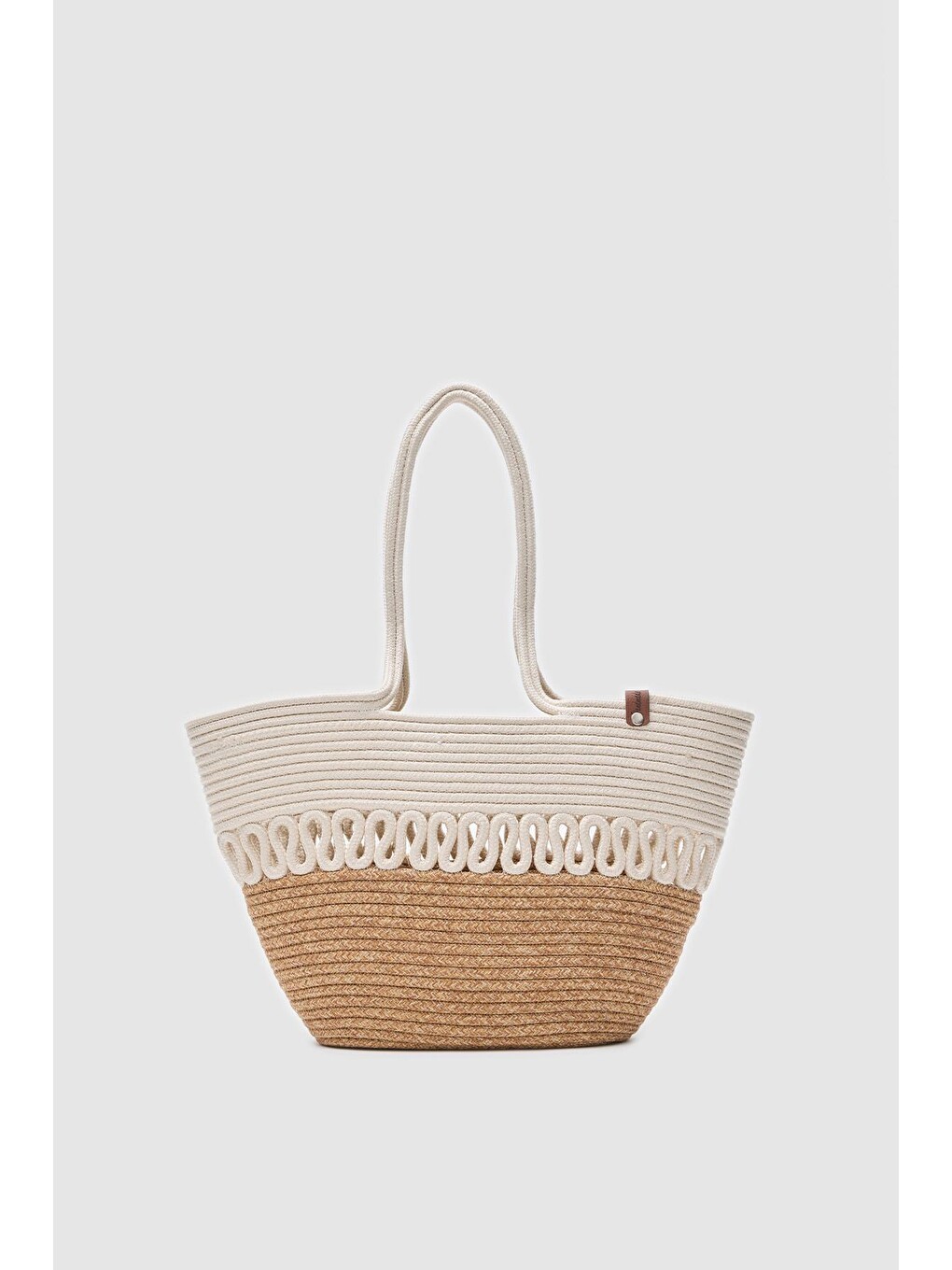 Ekru Miami Handmade Hasır Omuz Çantası Krem