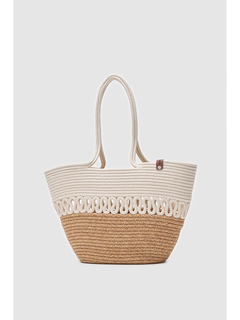 Ekru Miami Handmade Hasır Omuz Çantası Krem-3