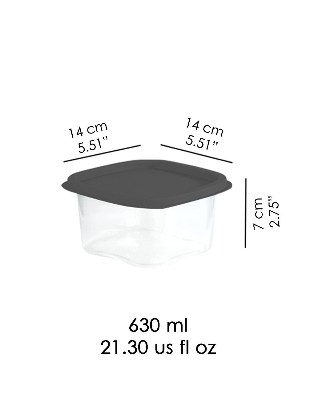 Gri 6 Adet Kare Erzak Gıda Saklama Kabı 630 ml Antrasit-4