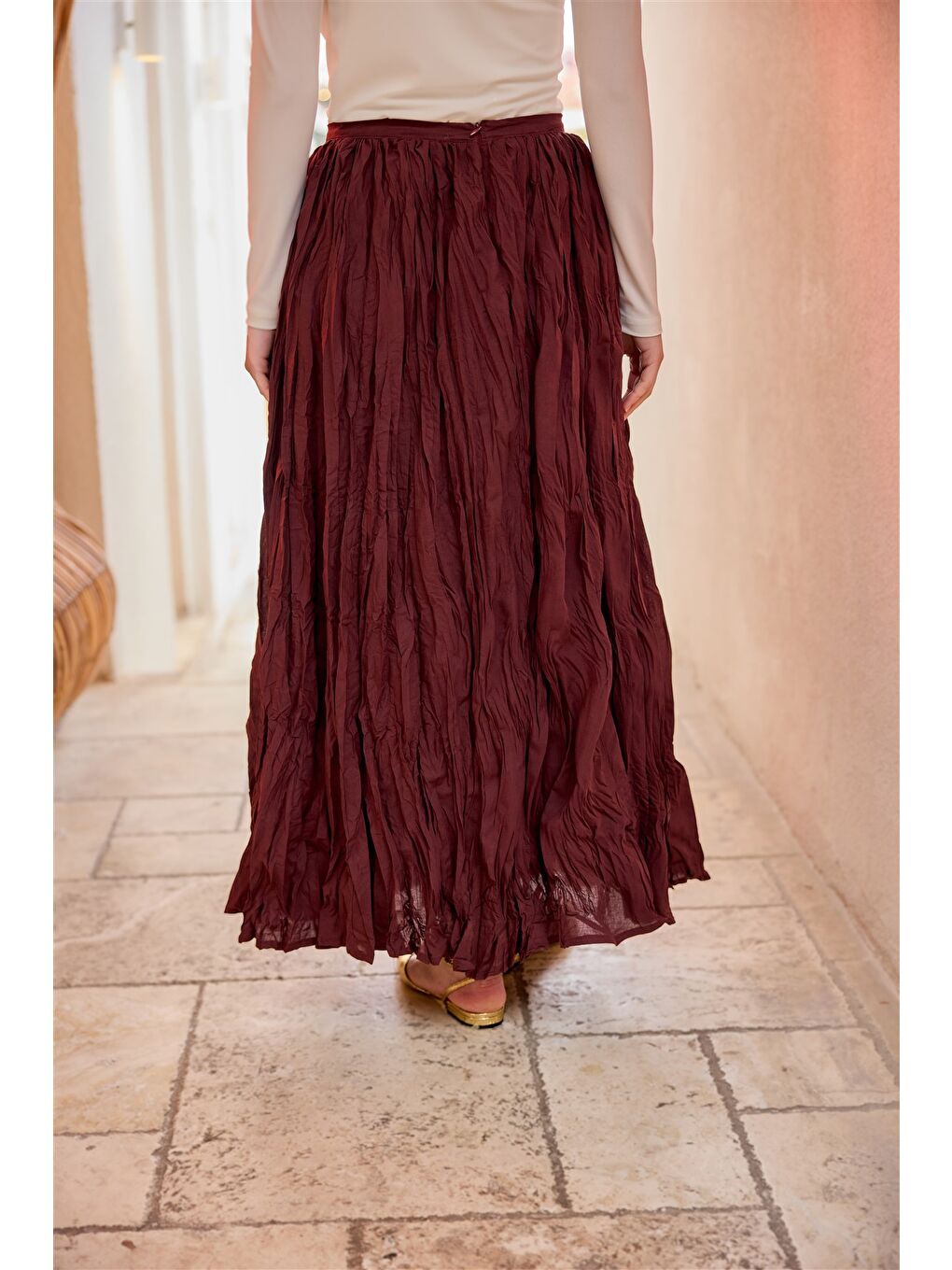 Kadın Vual Etek Bordo-2