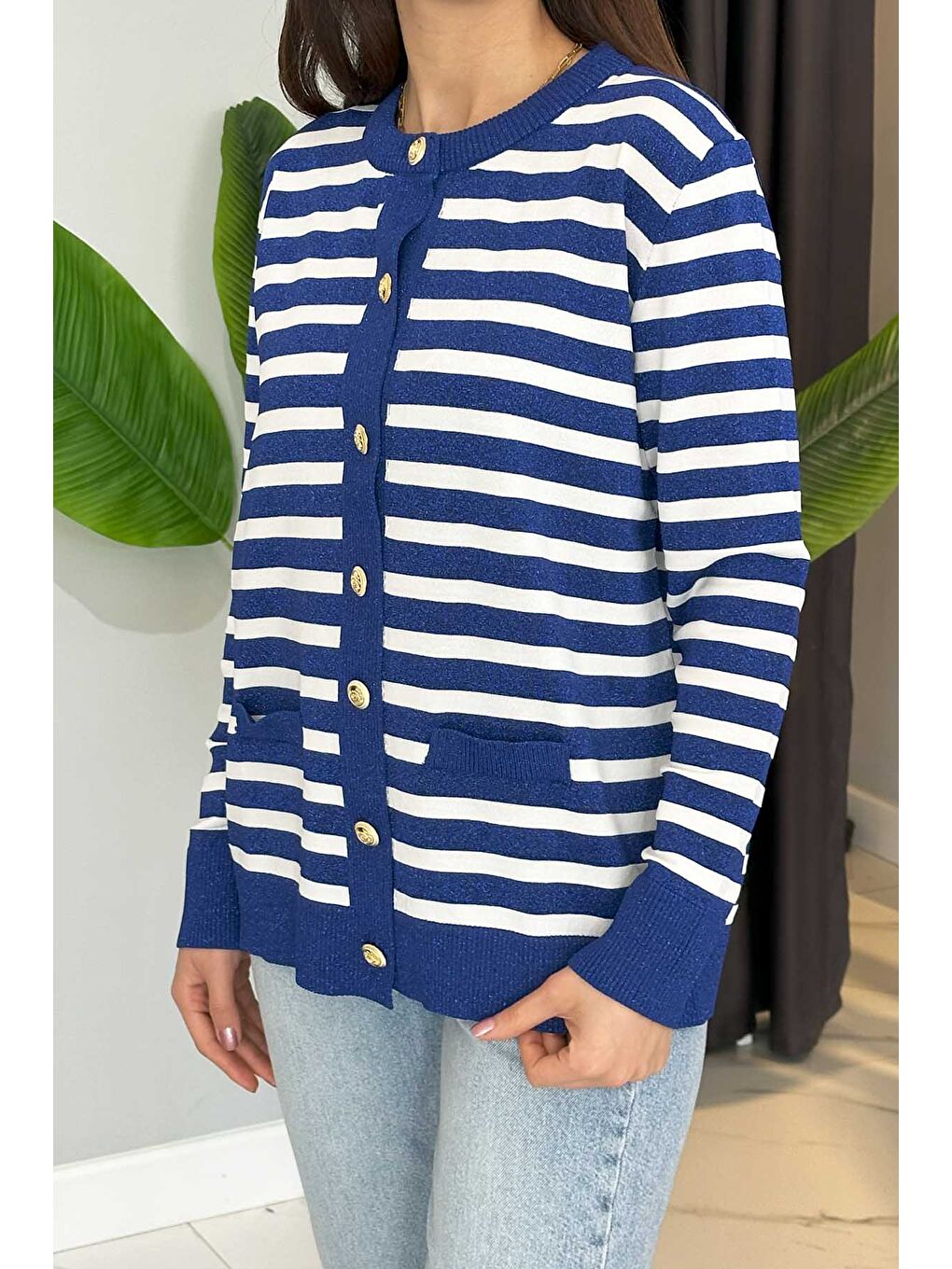 Mavi Sim Detay Hırka 306 Saks-1