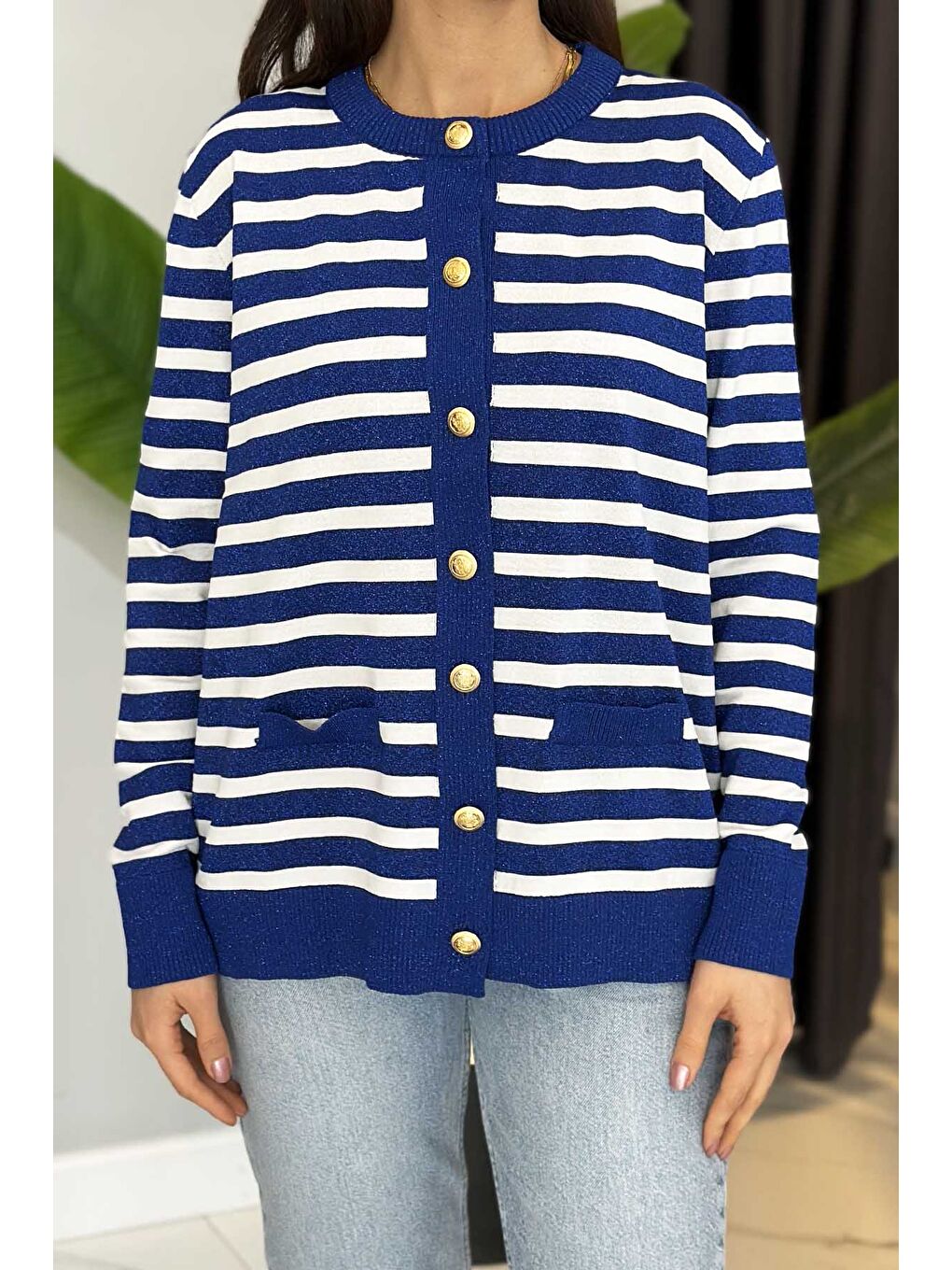 Mavi Sim Detay Hırka 306 Saks-2