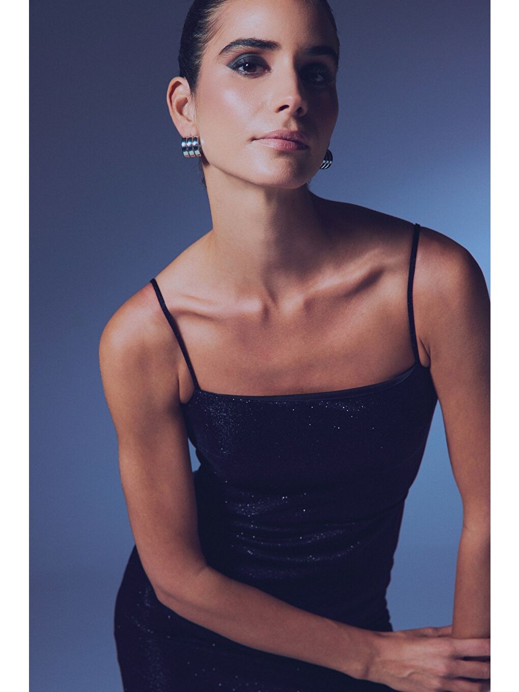 Simli İp Askılı Bodysuit - Siyah-4