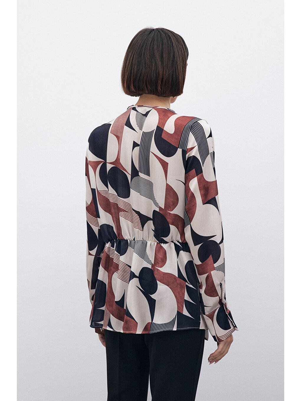 Kahverengi Kruvaze Yan Bağlamalı Bluz - Kahve-10