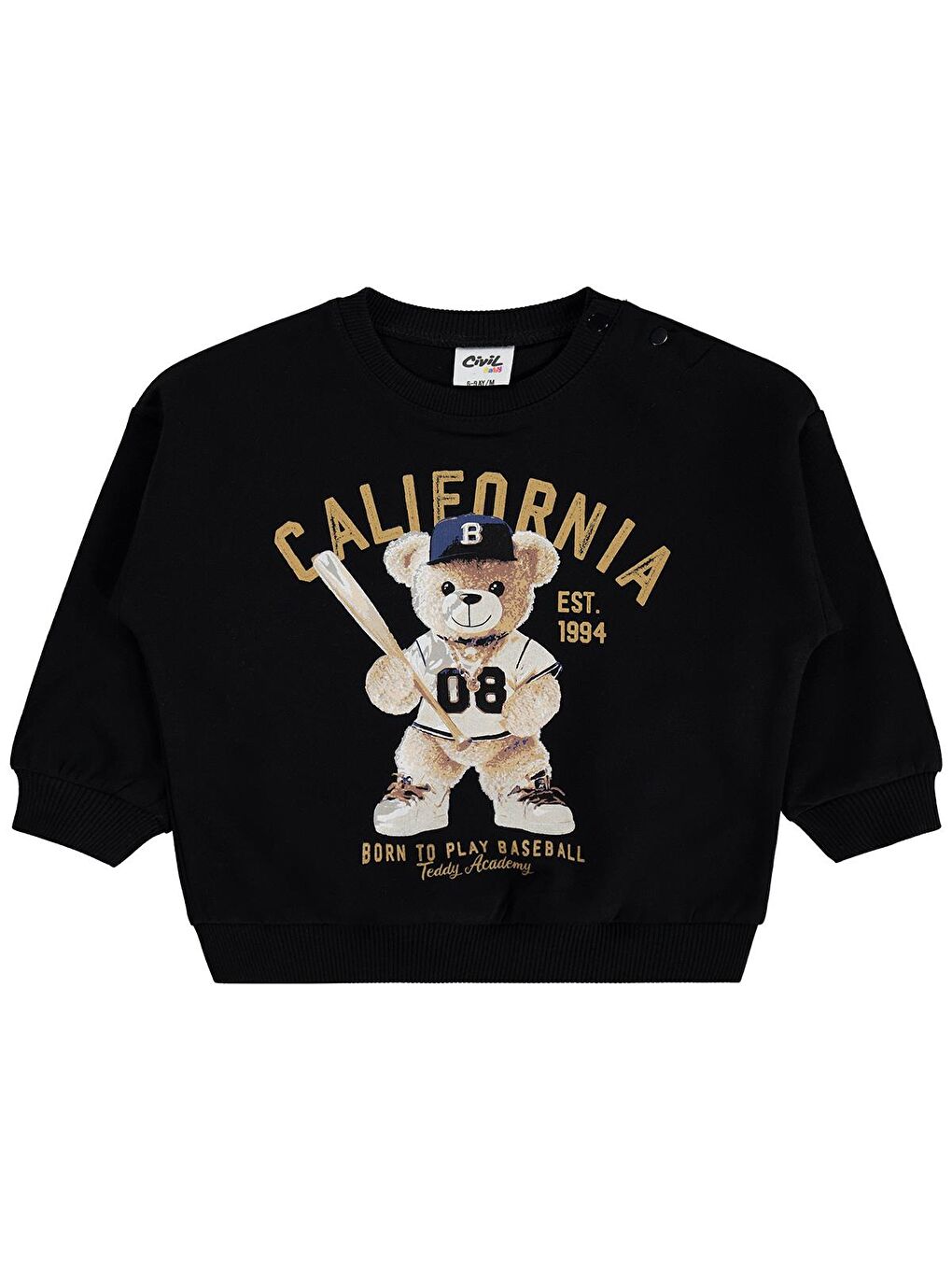 Baby Teddy Bear Baskılı 6-18 Ay Sweatshirt - Siyah 18-24 Ay