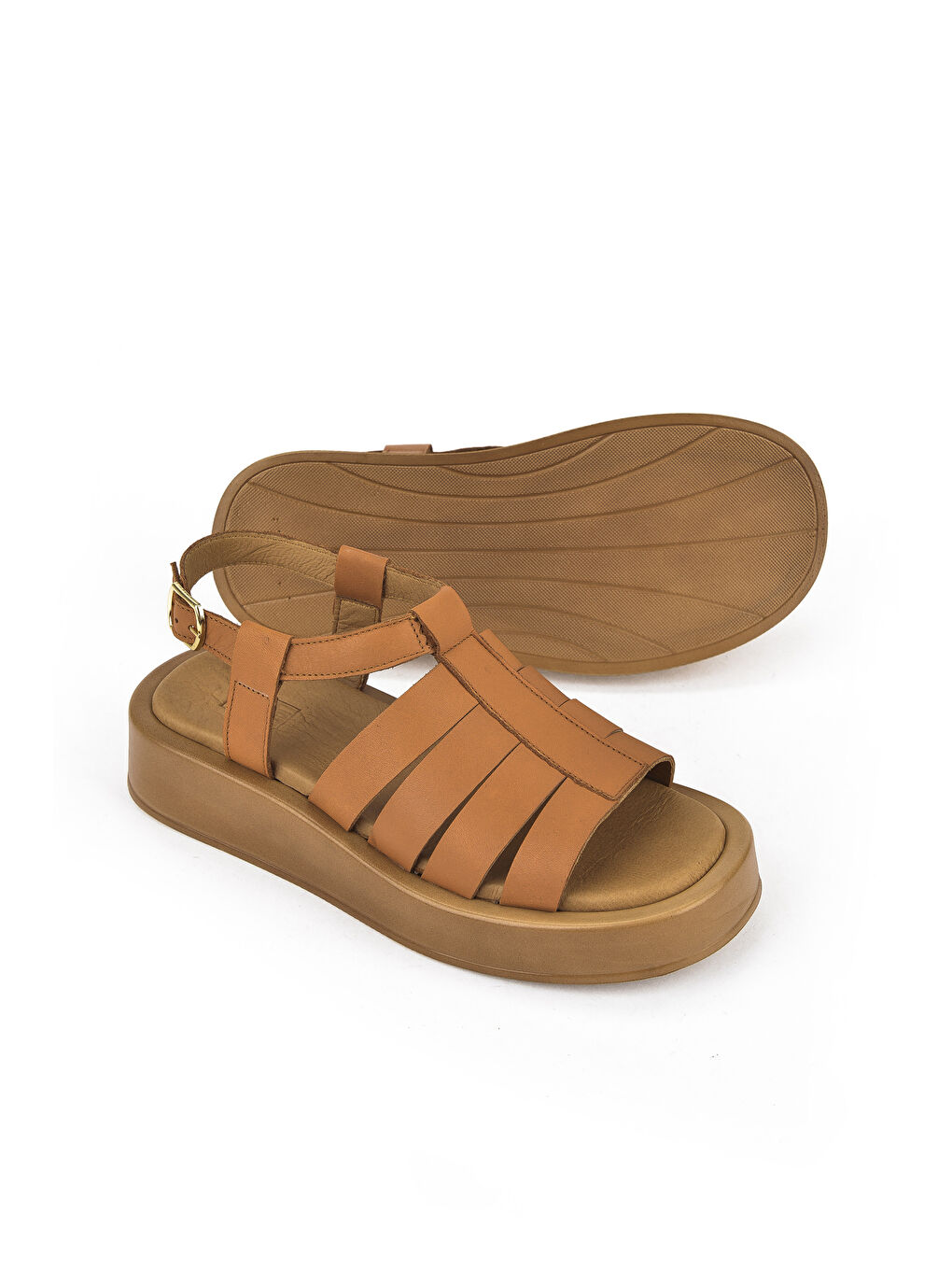 Kahverengi Hakiki Deri Kadın Sandalet 1511033Z23069 Taba-3