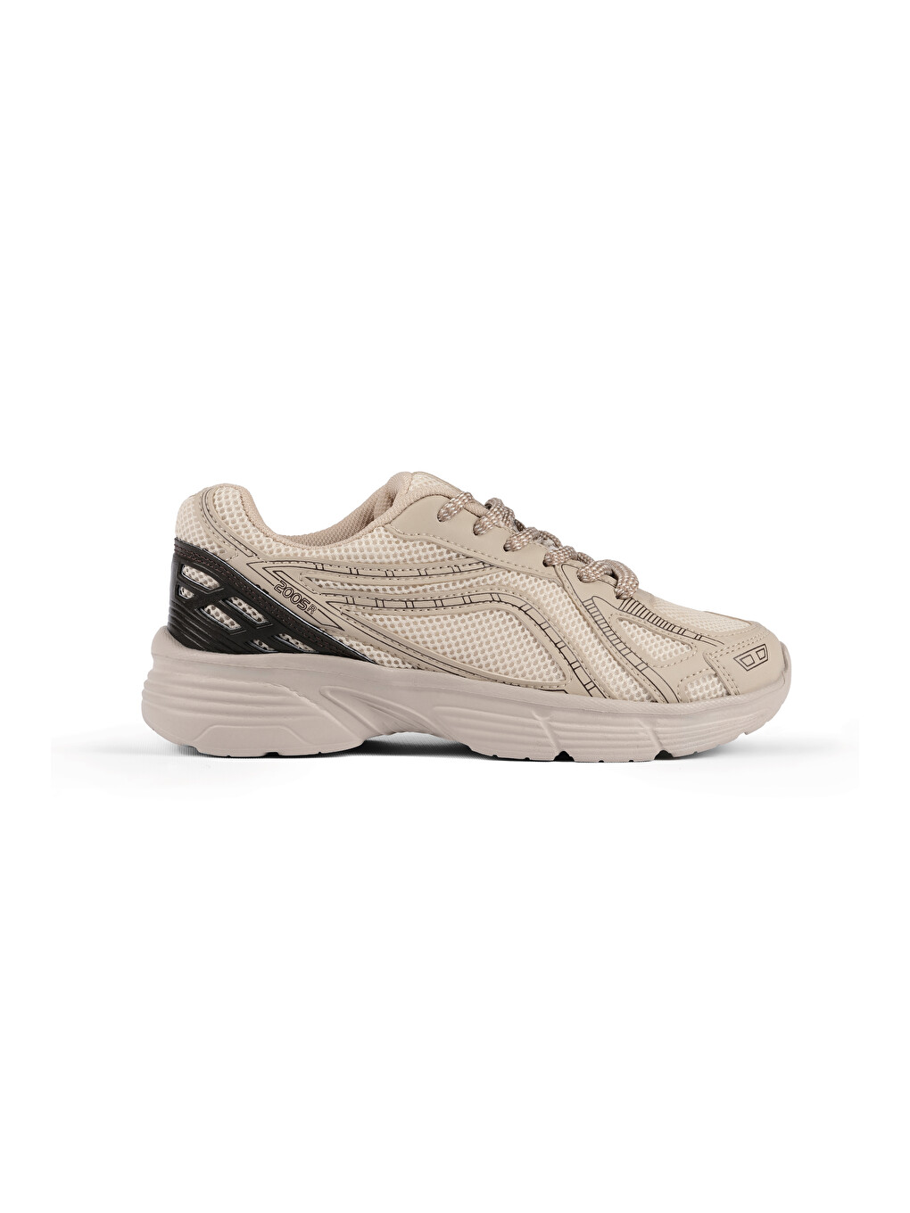Kadın Bej Termo Taban Konforlu Bağcıklı Sneaker