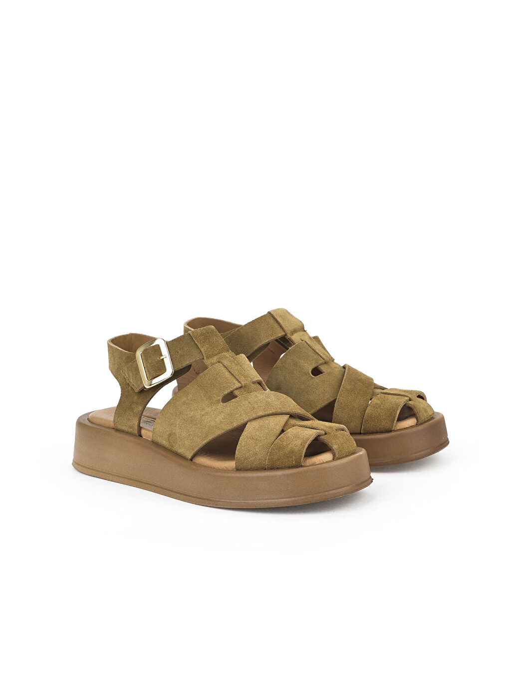 Kahverengi Hakiki Deri Kadın Sandalet 1511033Z25013 Tütün-1