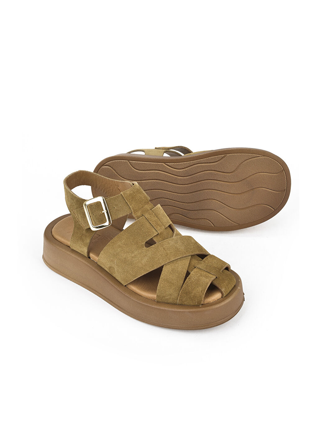 Kahverengi Hakiki Deri Kadın Sandalet 1511033Z25013 Tütün-3