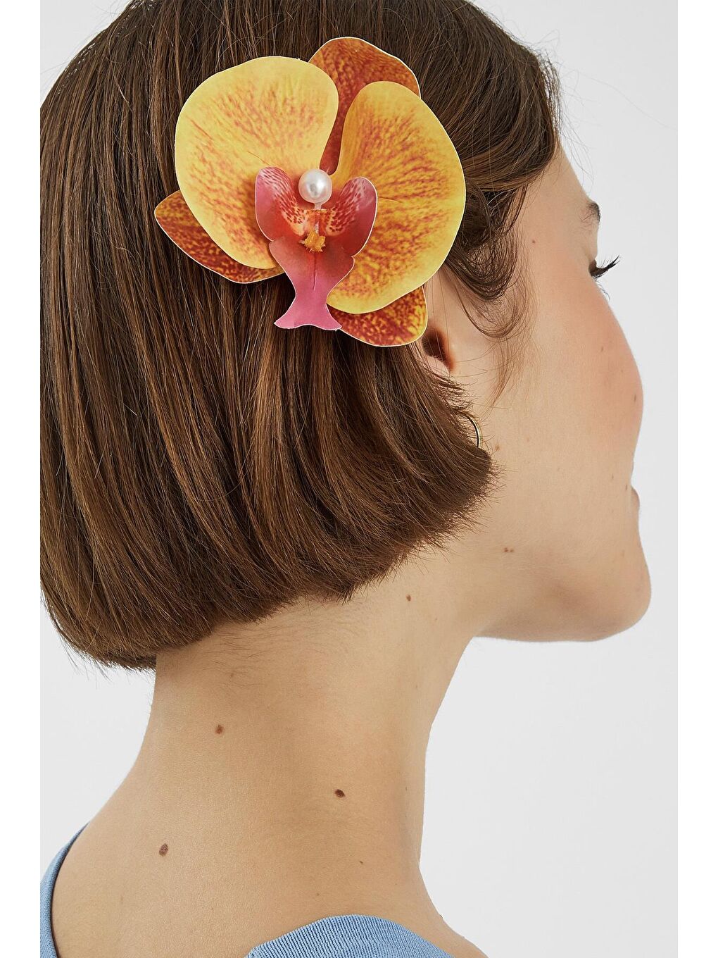 Turuncu PENS-Aloha Orkide Çiçeği Süslü Çok Amaçlı Pens Toka