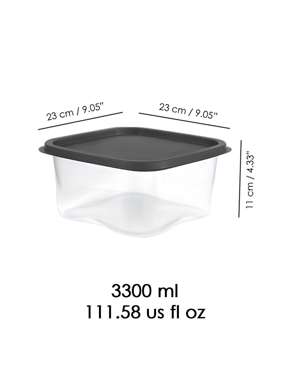 Gri 6 Adet Kare Erzak Gıda Saklama Kabı 3300 ml Antrasit-4