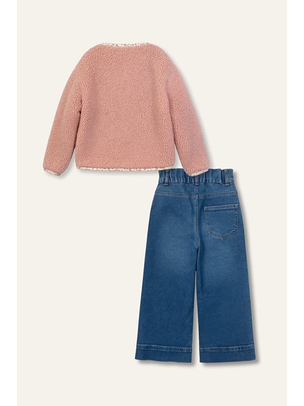 Pembe Kız Çocuk Ceketli 3'Lü Takım - Pudra-4