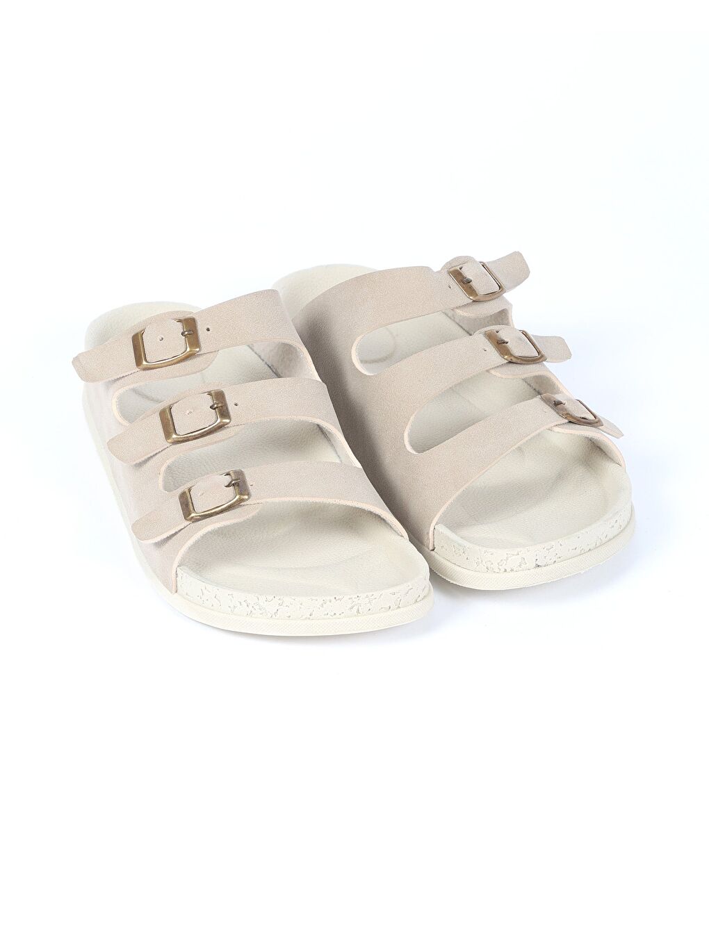 Bej Kadın Yazlık Triple Tokalı Terlik - LUXOR-3