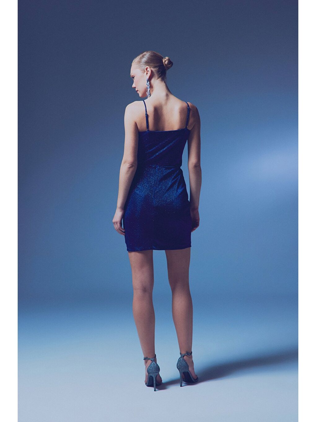 Simli İp Askılı Bodysuit - Sax Mavi-5