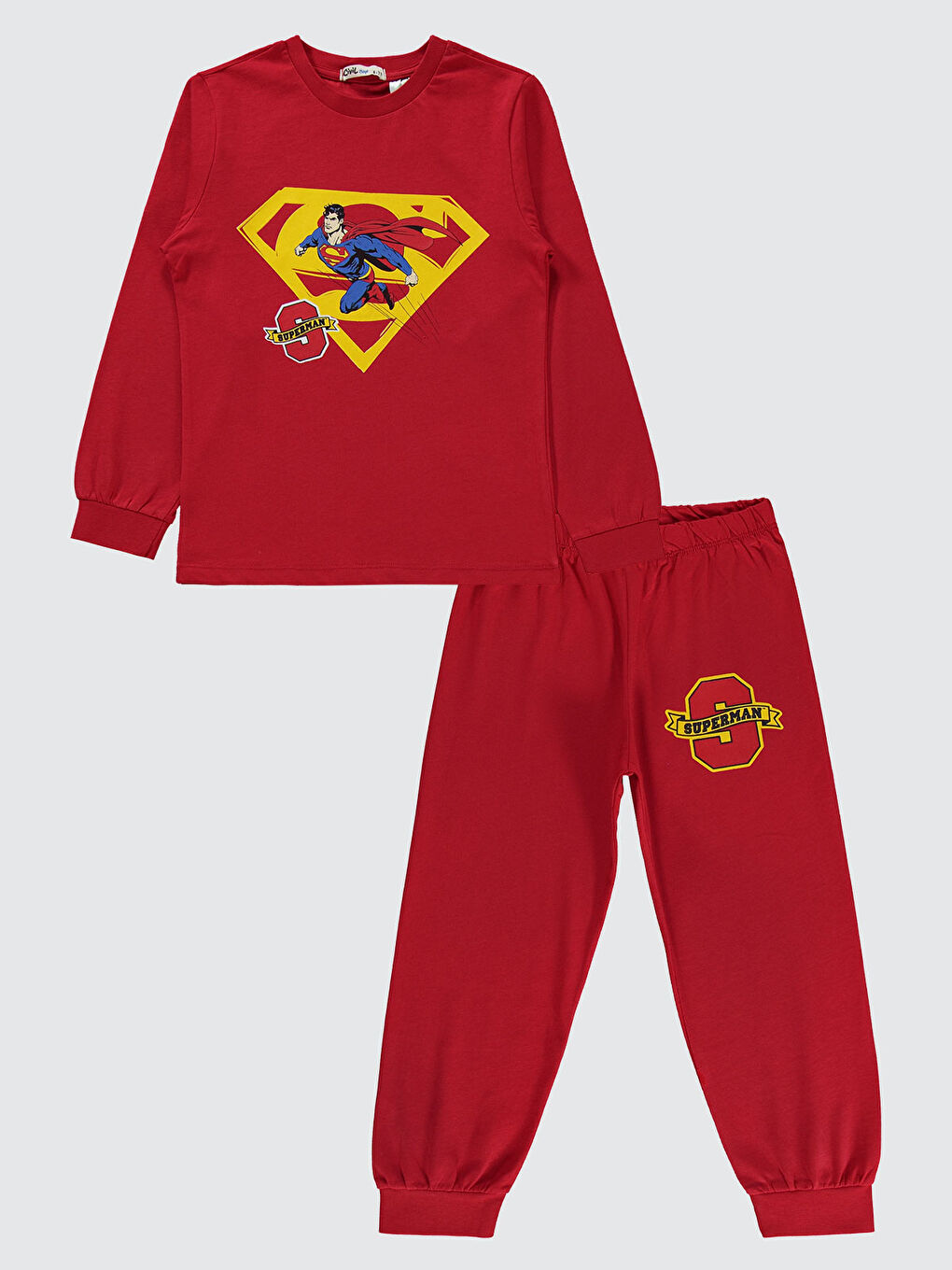 Superman Erkek Çocuk Pijama Takımı 6-9 Yaş Kırmızı