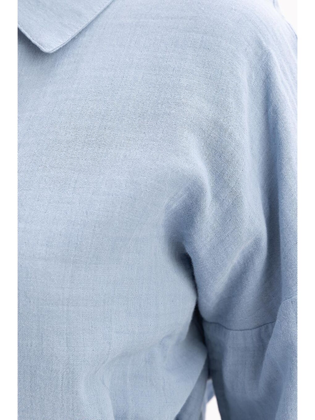 Mavi-Yarım Patlı Düğmeli Müslin Tunik-4