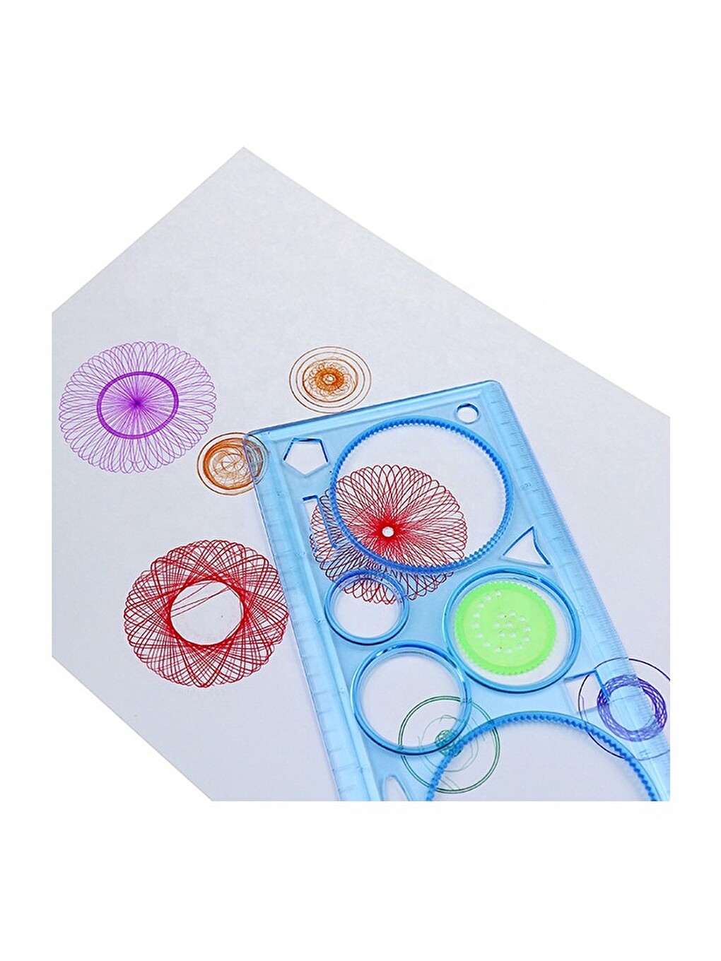 Sihirli Cetvel 1 Adet Ve 12 Li Kuru Boya 1 Paket Plastik Sihirli Daire Cetvel Desen Şablon-5