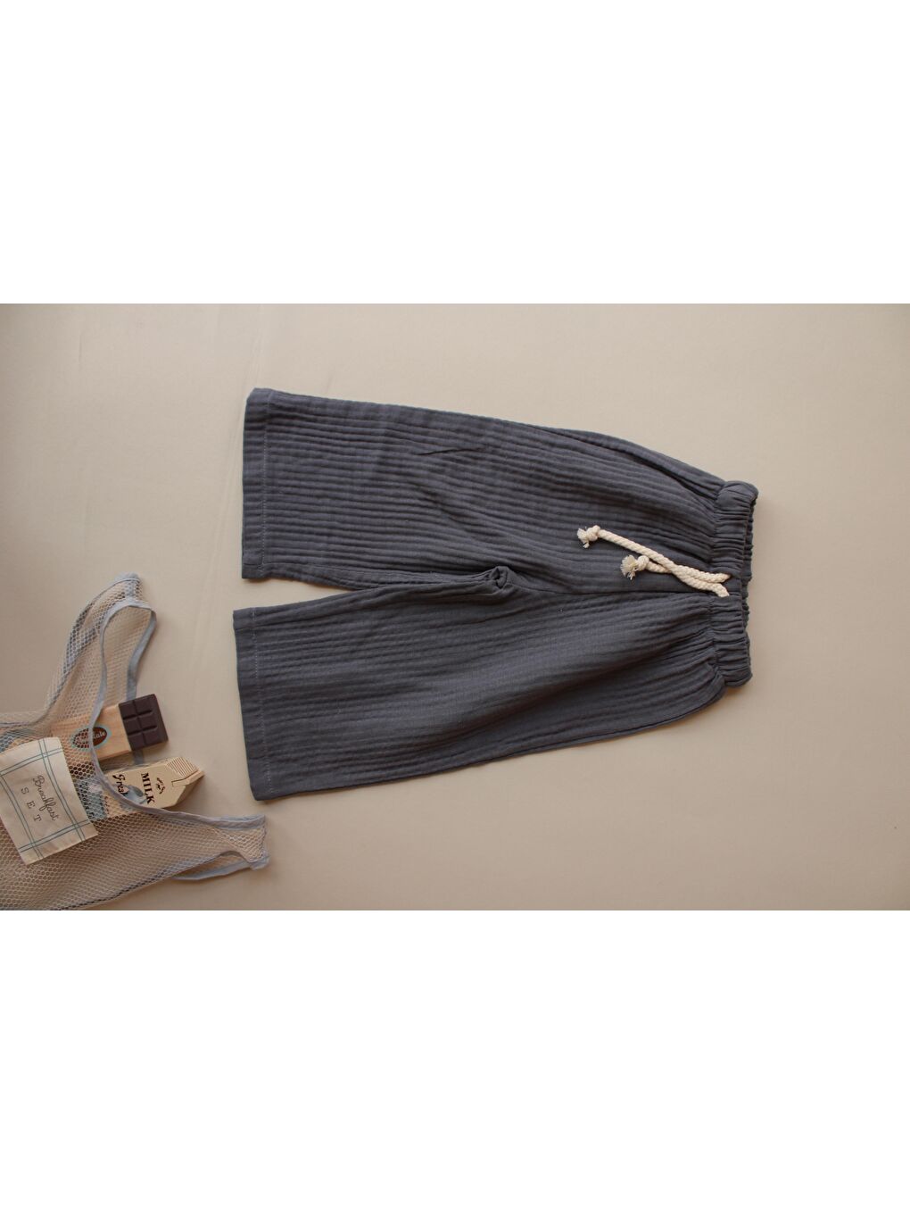 Antrasit Füme Müslin Pantolon-2