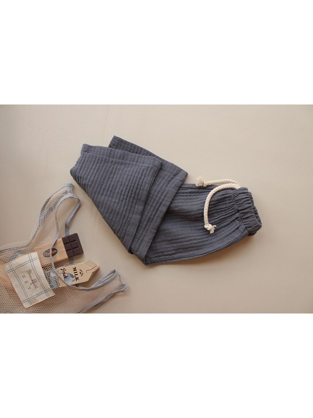 Antrasit Füme Müslin Pantolon-3