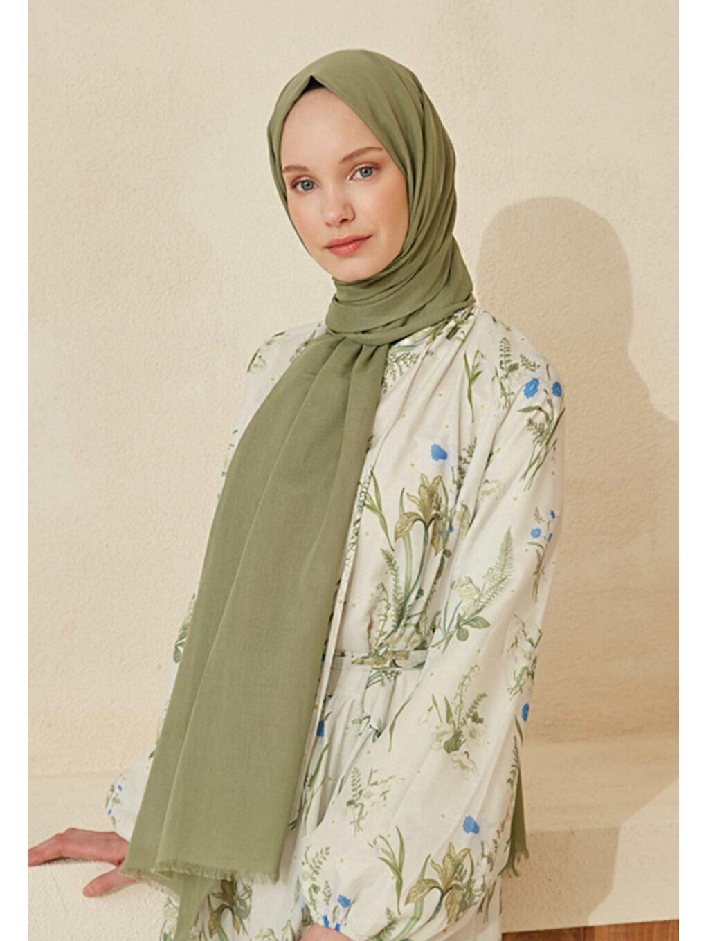 İnce Pamuk Vual Şal Çağla Yeşili-1