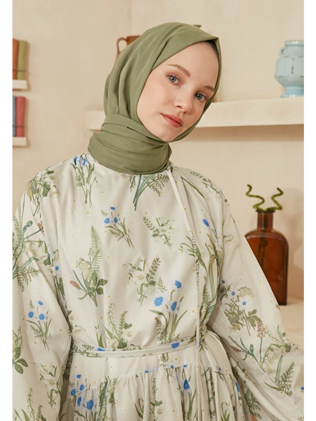 İnce Pamuk Vual Şal Çağla Yeşili-2