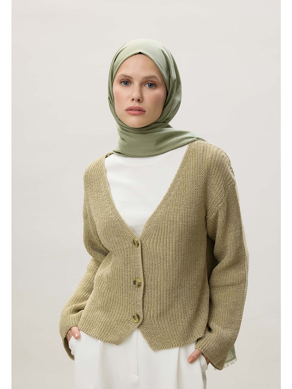 İnce Pamuk Vual Şal Çağla Yeşili-4