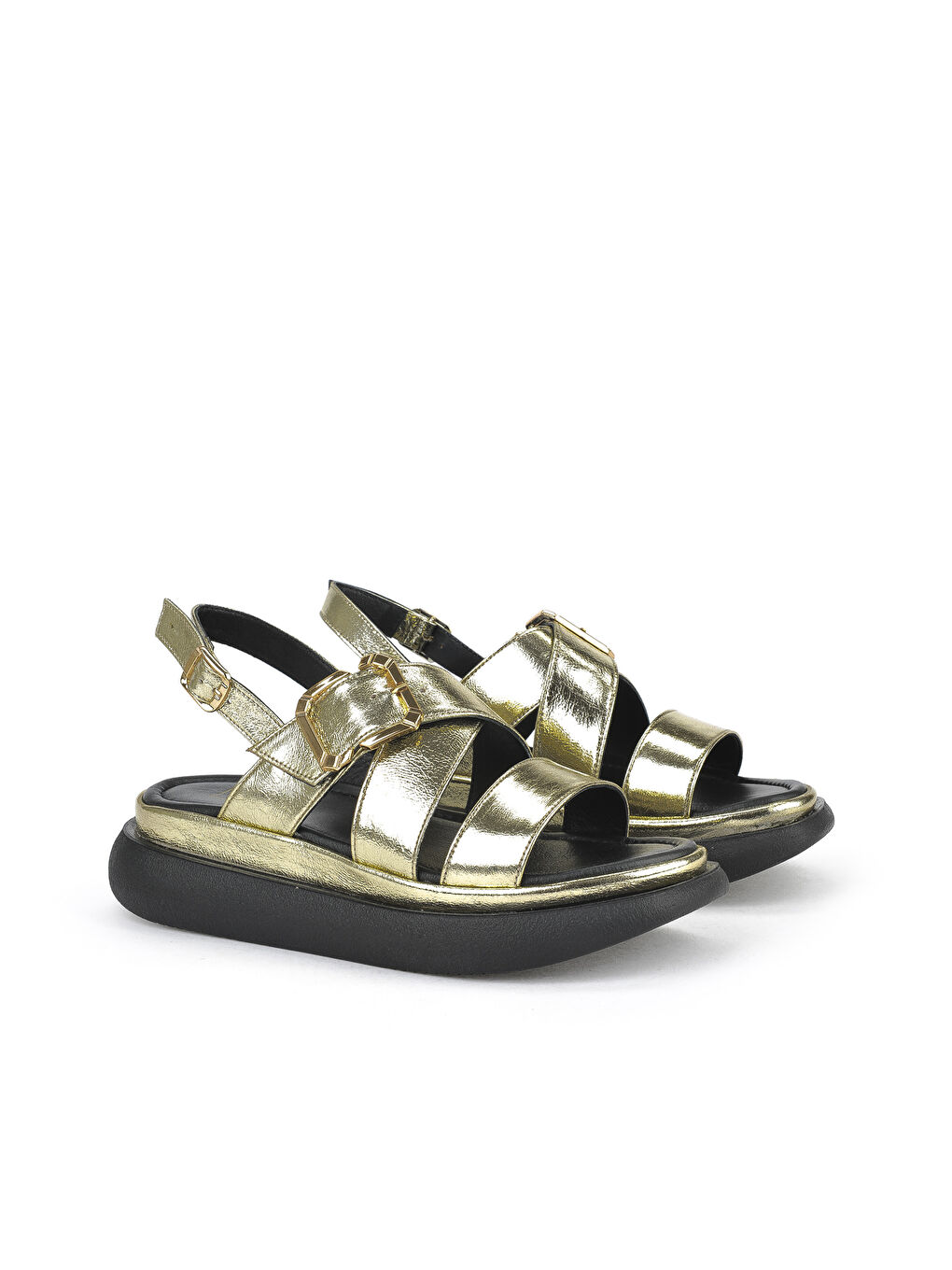 Sarı Kadın Hakiki Deri Topuklu Sandalet 151992Z302 Altın-1