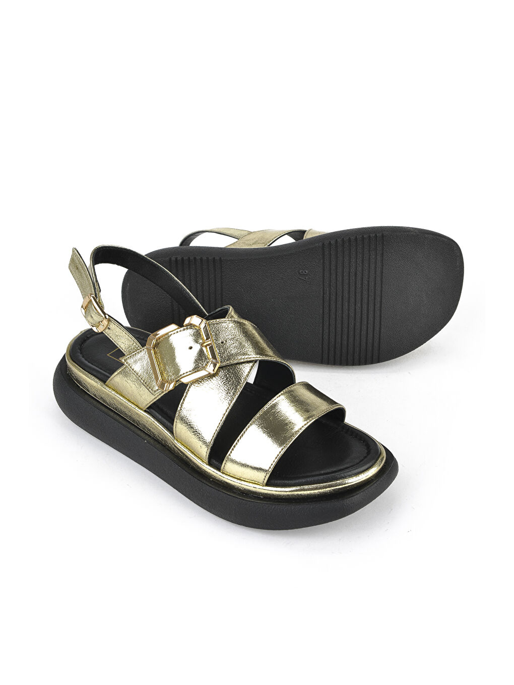 Sarı Kadın Hakiki Deri Topuklu Sandalet 151992Z302 Altın-3