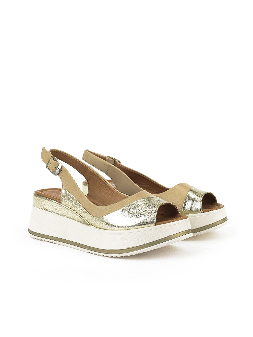 Kadın Hakiki Deri Dolgu Topuk Sandalet 151992Z50020 Bej-1