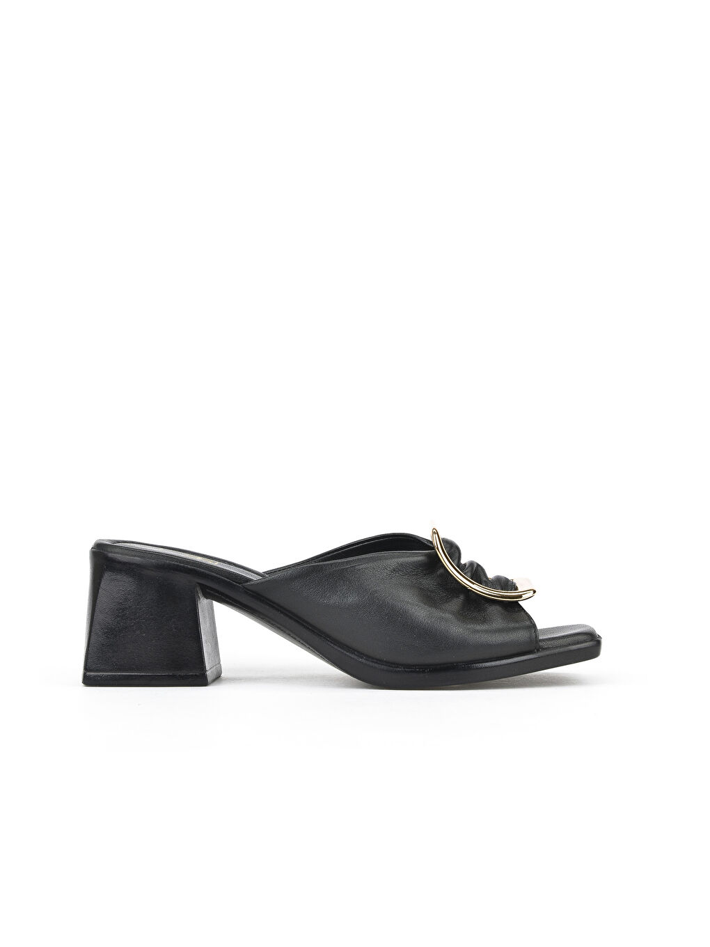 Kadın Hakiki Deri Topuklu Terlik 151992Z19008 Siyah