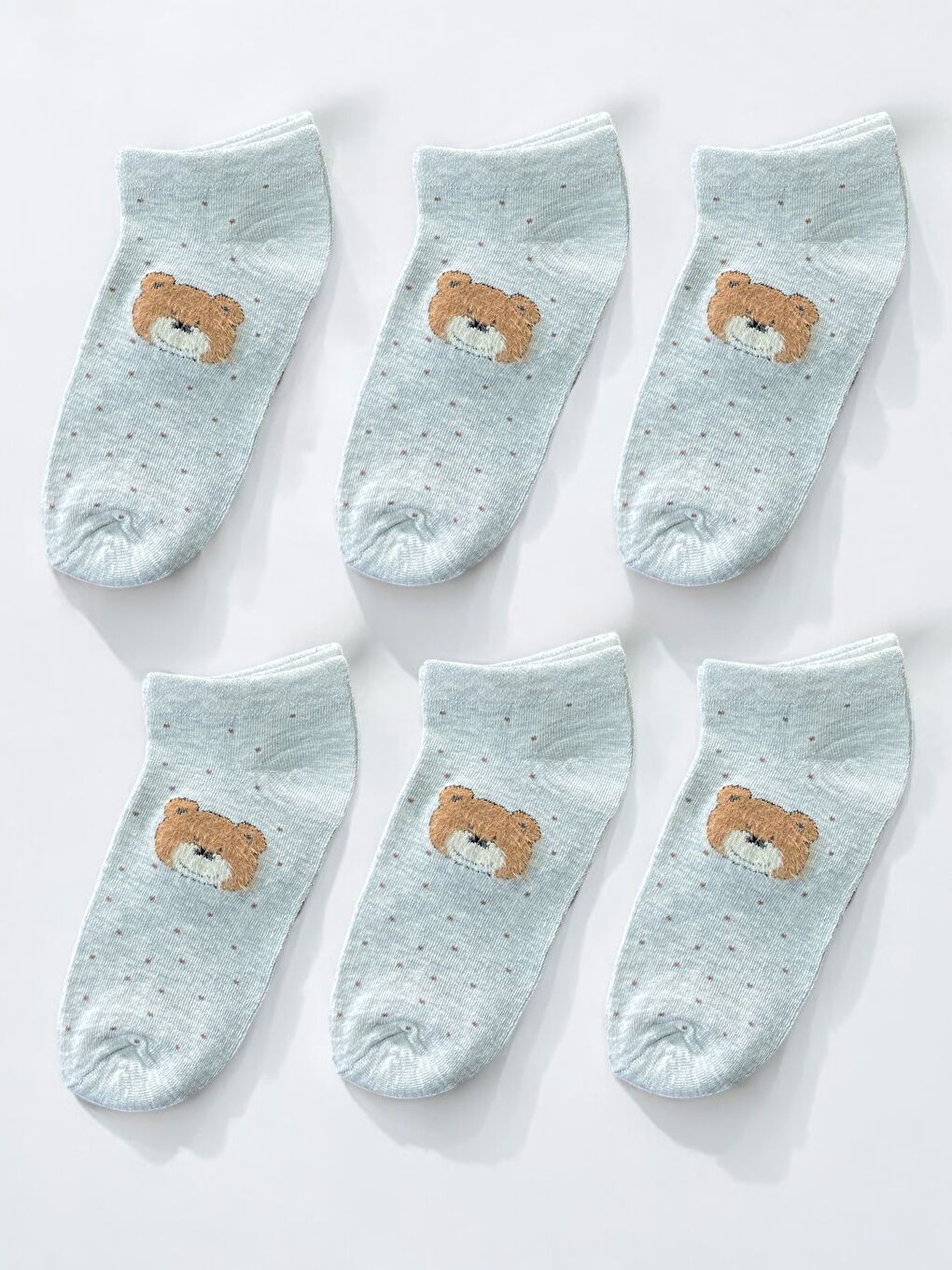 Gri 6'lı Kadın Desenli Yumoş Kaliteli Patik Çorap