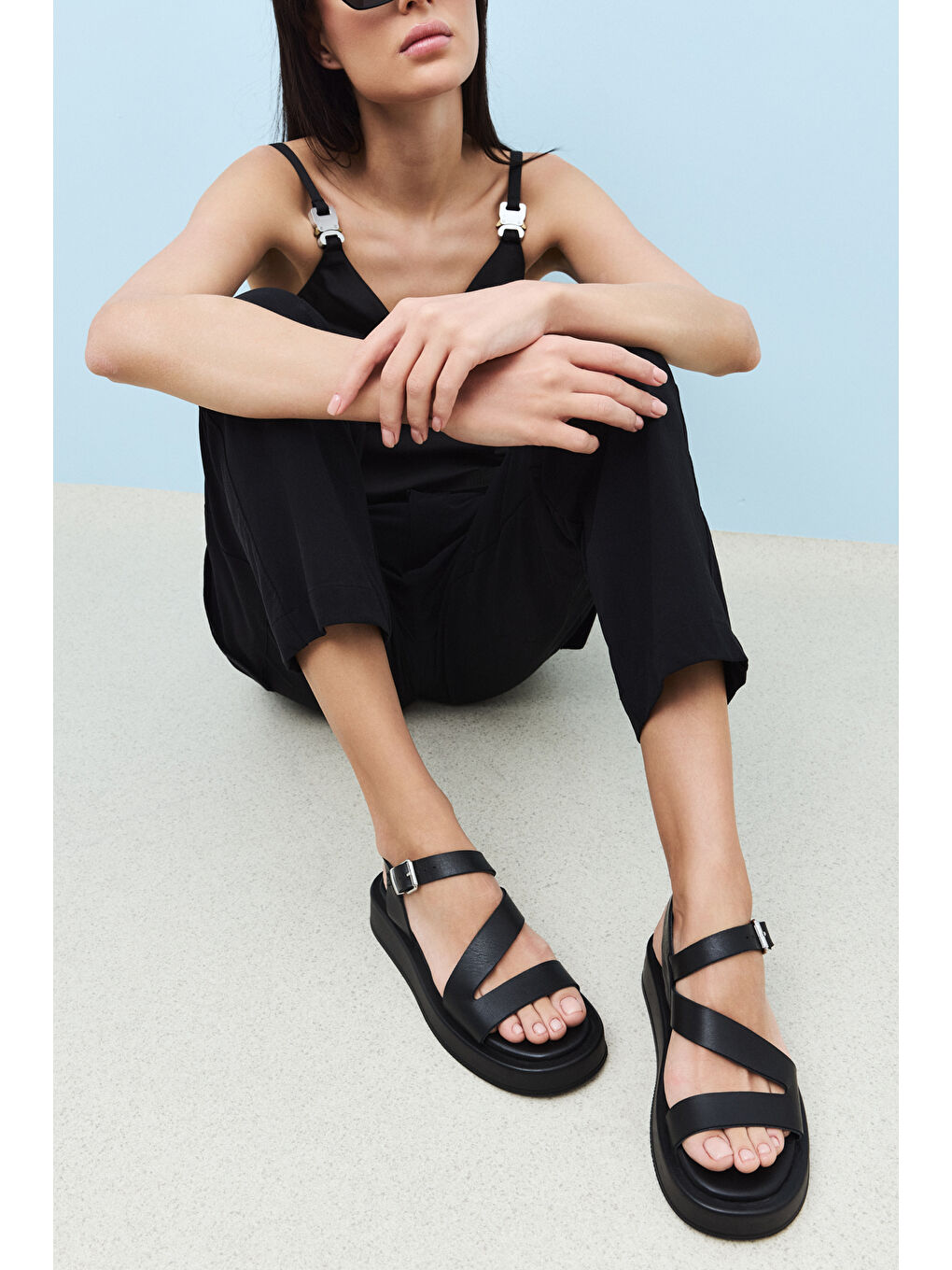 Hakiki Deri Kadın Sandalet 1511033Z442005 Siyah-5