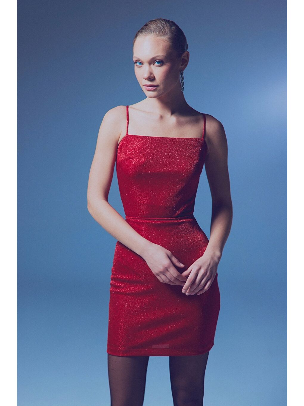 Simli İp Askılı Bodysuit - Kırmızı