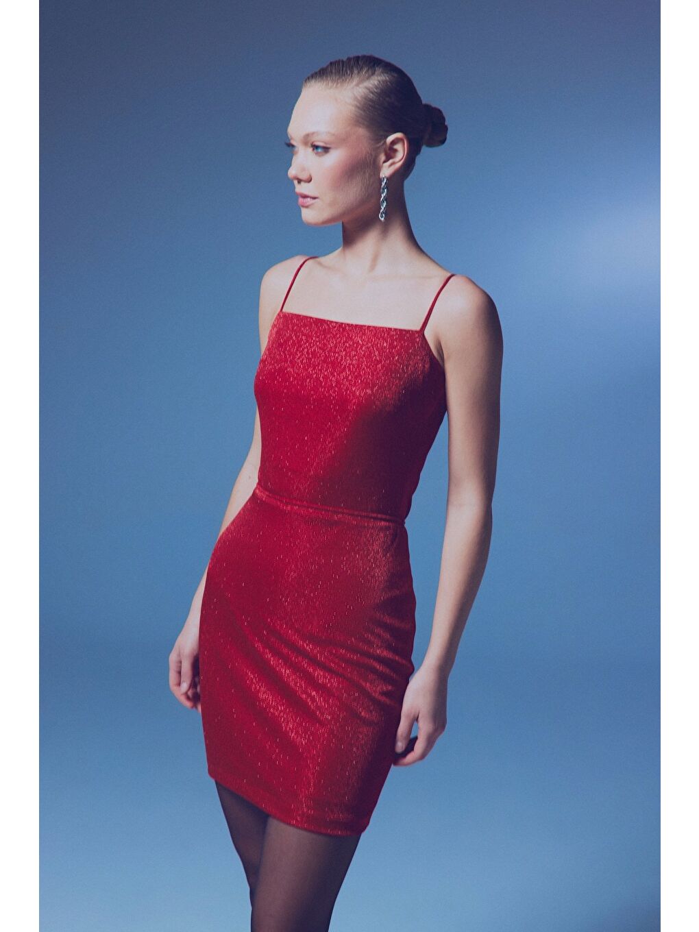 Simli İp Askılı Bodysuit - Kırmızı-1