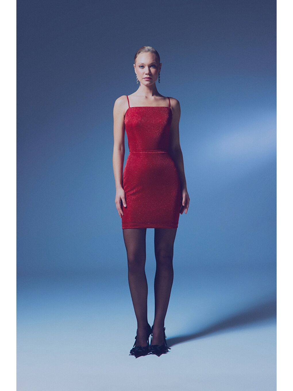 Simli İp Askılı Bodysuit - Kırmızı-2