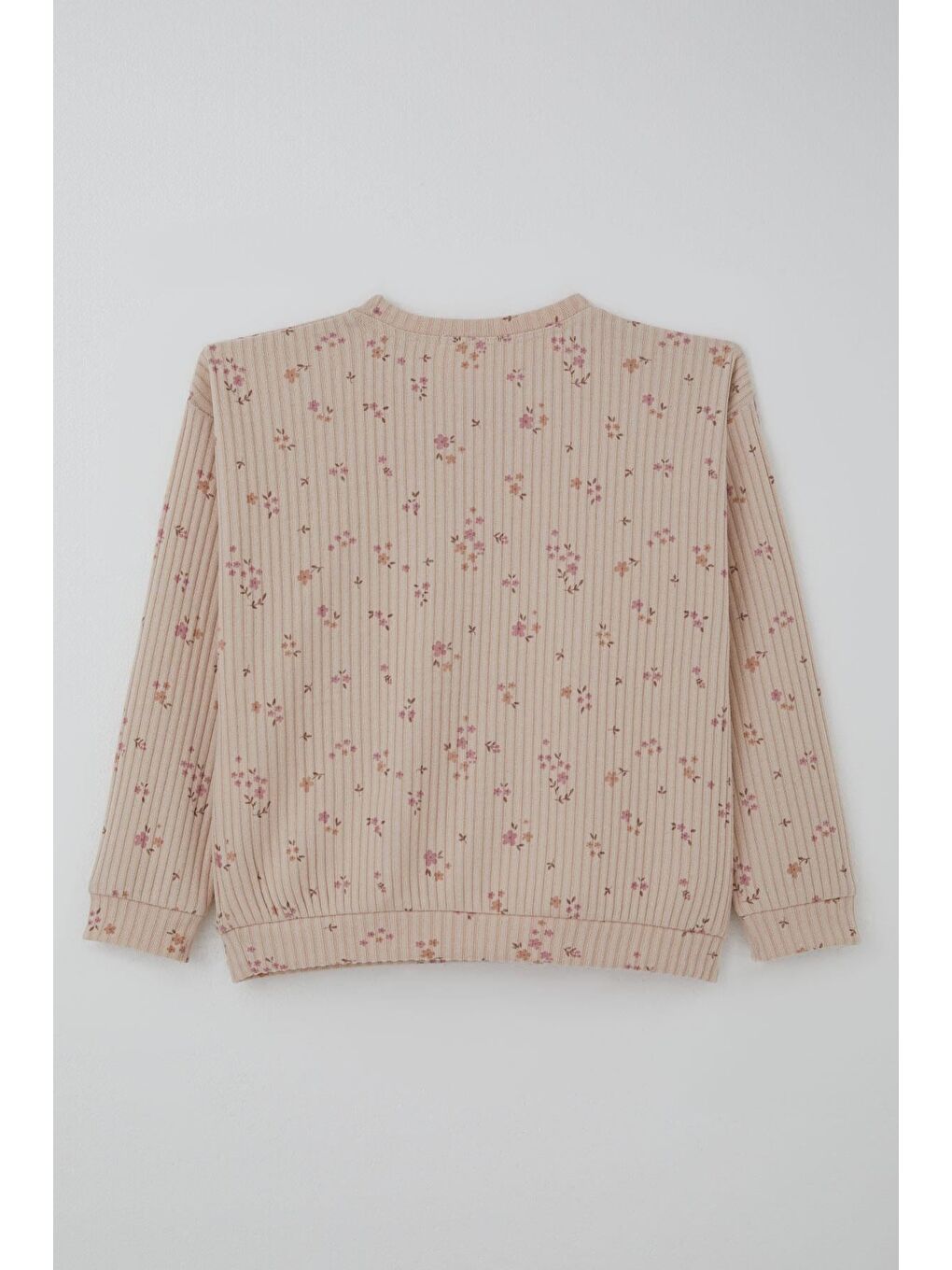 Kız Çocuk Pantolonlu Takım Çiçek Desenli Pembe Arma Aksesuar Detaylı Pudra (4-8 Yaş)-3