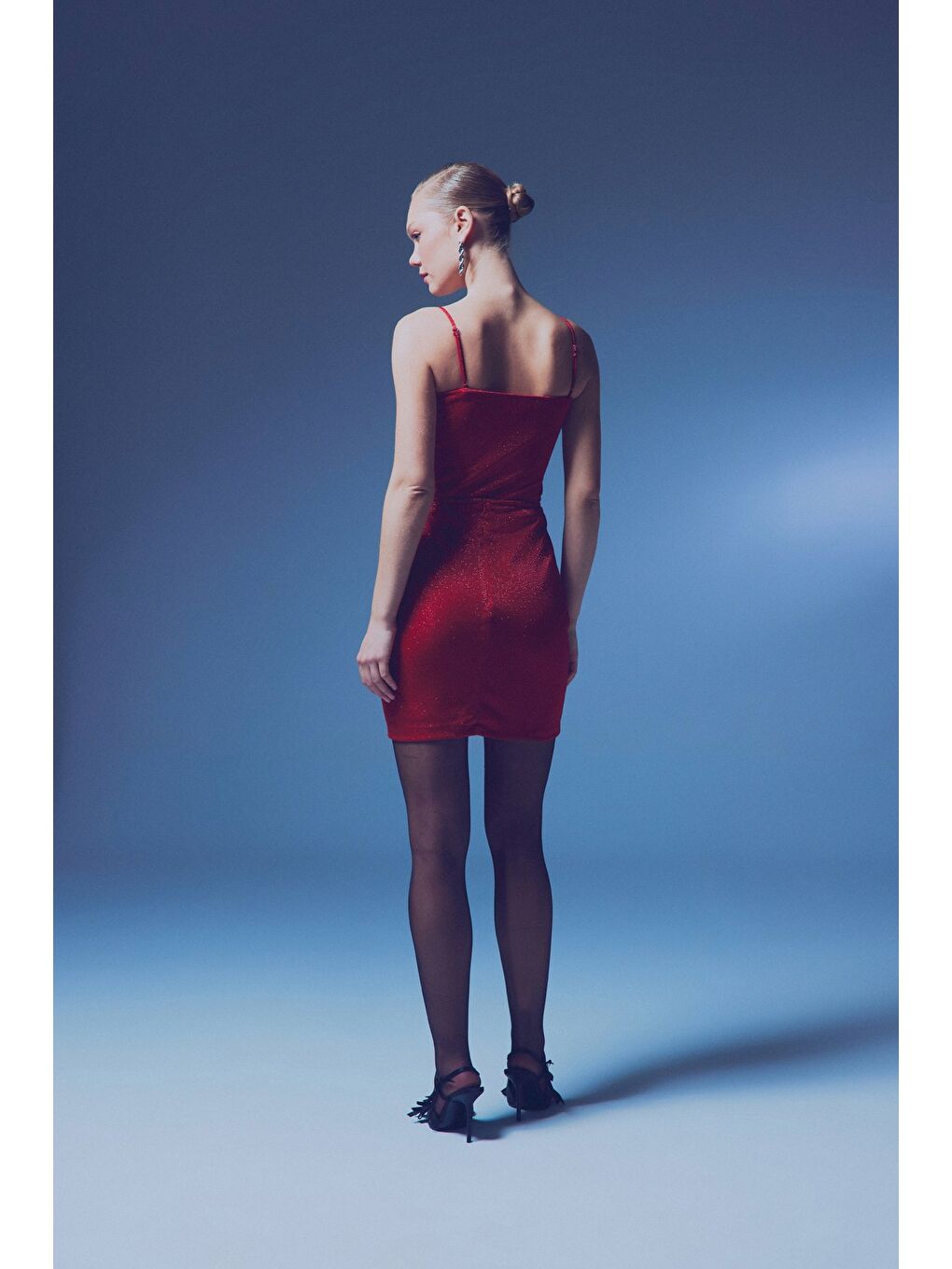 Simli İp Askılı Bodysuit - Kırmızı-6