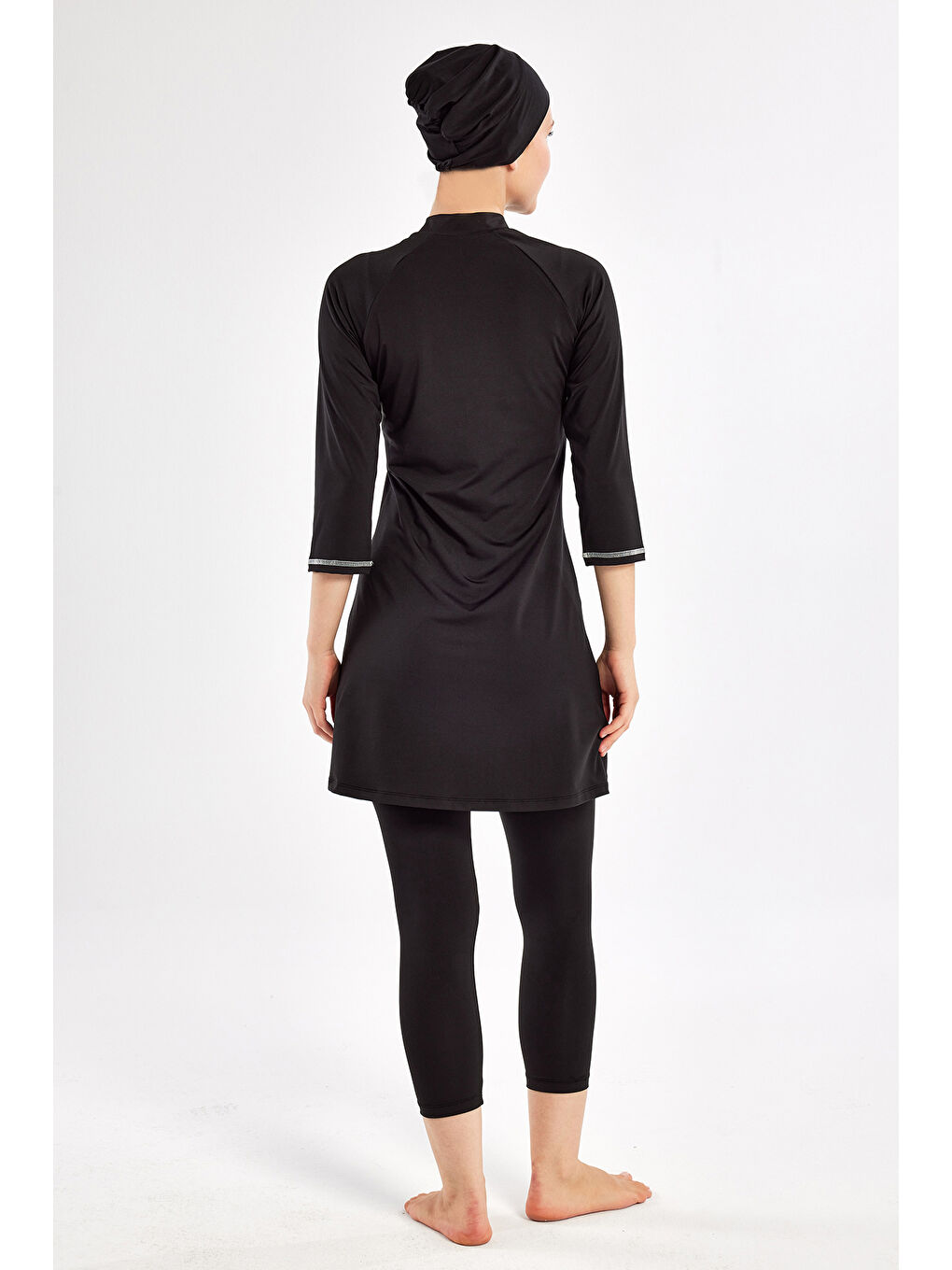 Kısa Kollu Taytlı Elastanlı Truvakar Kol Yarı Kapalı Mayo 2600 Siyah-2