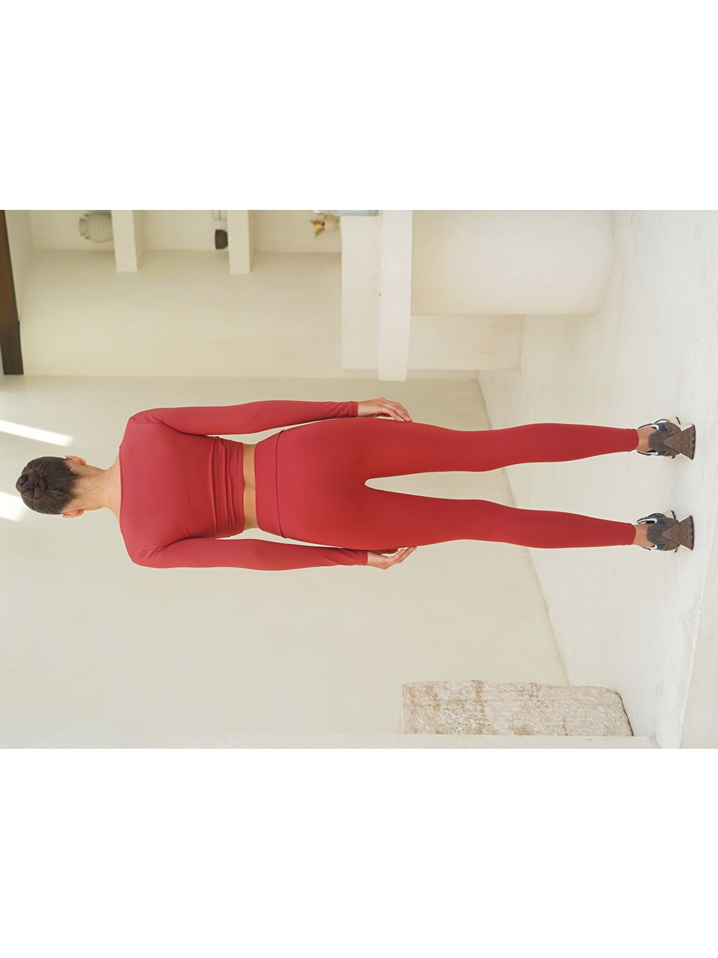 Gaia Uzun Kollu Çapraz Detay Bordo Crop-2