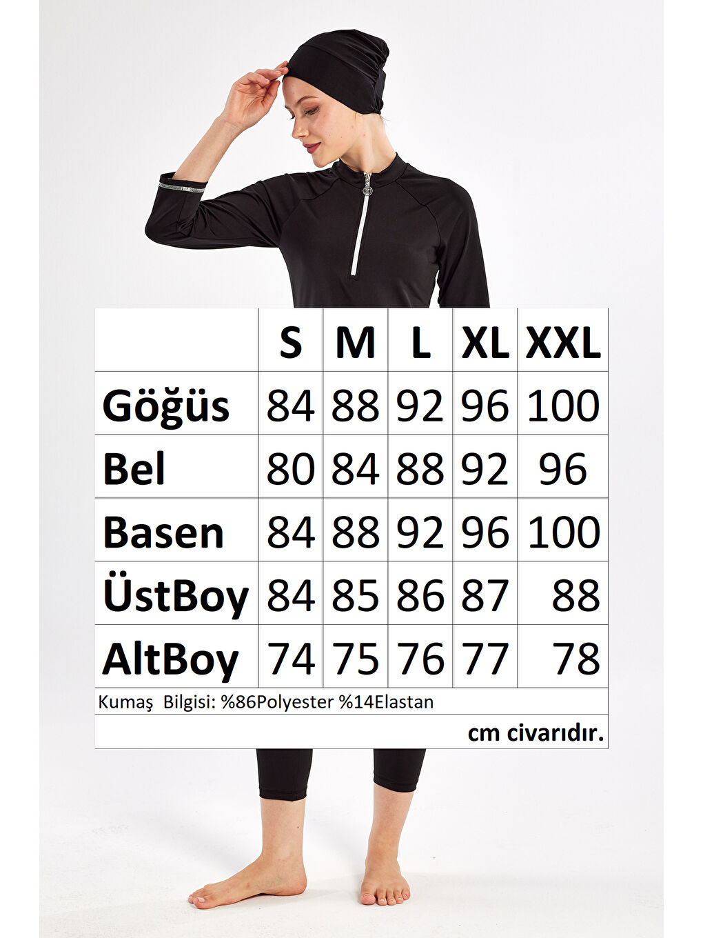 Kısa Kollu Taytlı Elastanlı Truvakar Kol Yarı Kapalı Mayo 2600 Siyah-3