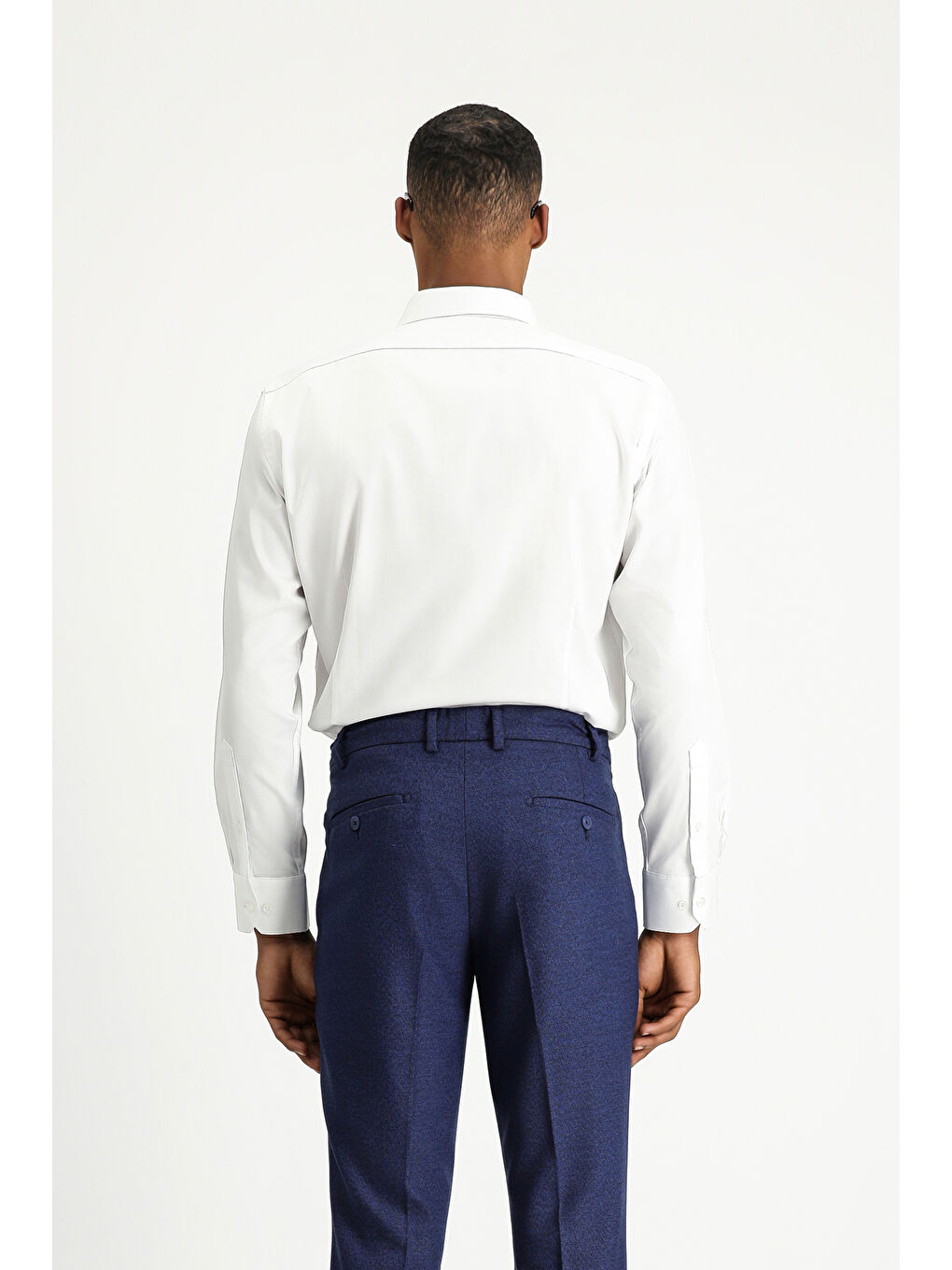 Beyaz Uzun Kol Slim Fit Dar Kesim Pamuklu Non Iron Saten Klasik Gömlek-4