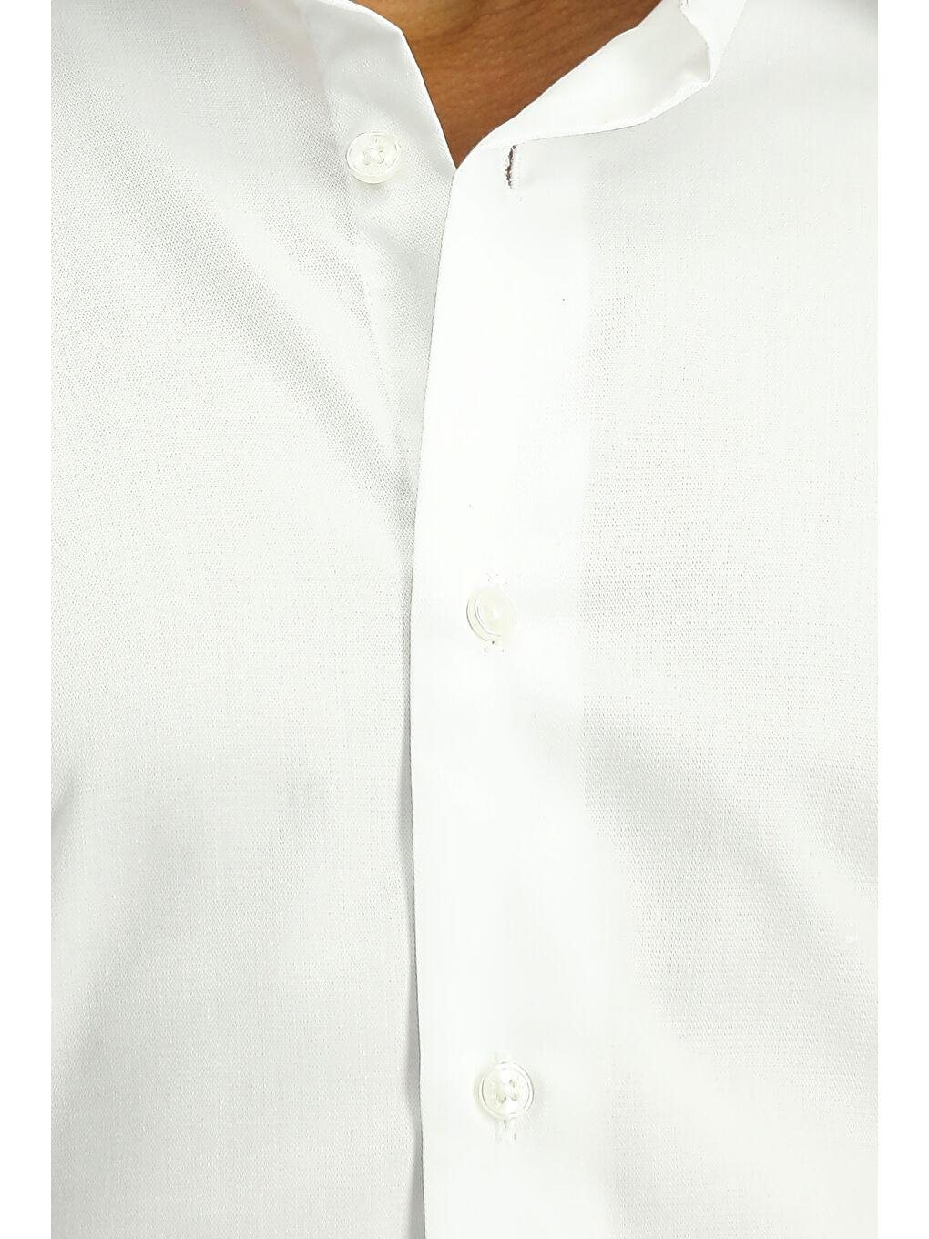 Beyaz Uzun Kol Slim Fit Dar Kesim Pamuklu Non Iron Saten Klasik Gömlek-5