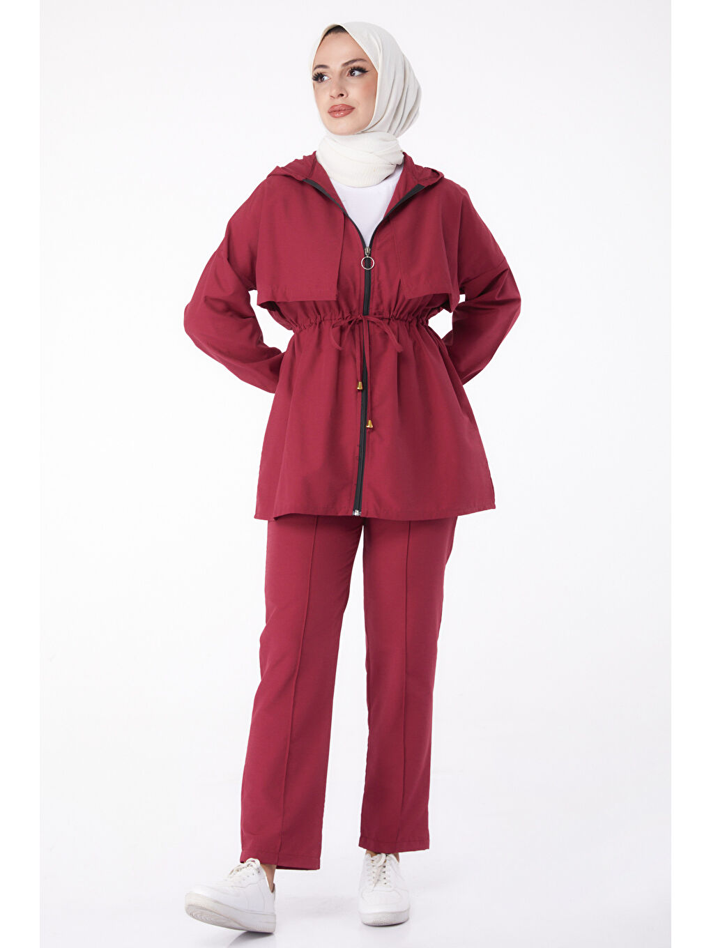 Önden Bağlamalı İkili Takım Bordo - 27073-1