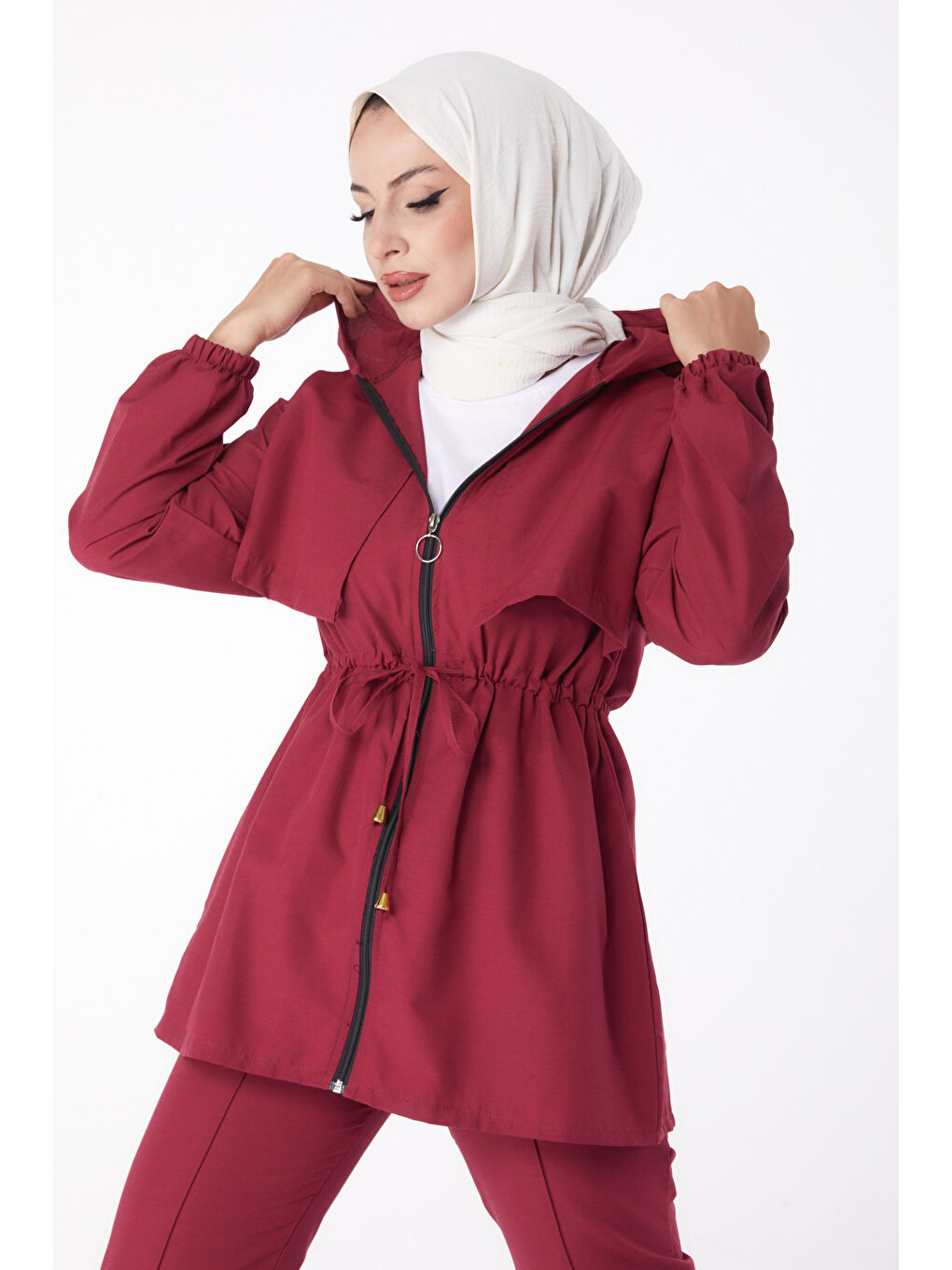 Önden Bağlamalı İkili Takım Bordo - 27073-2