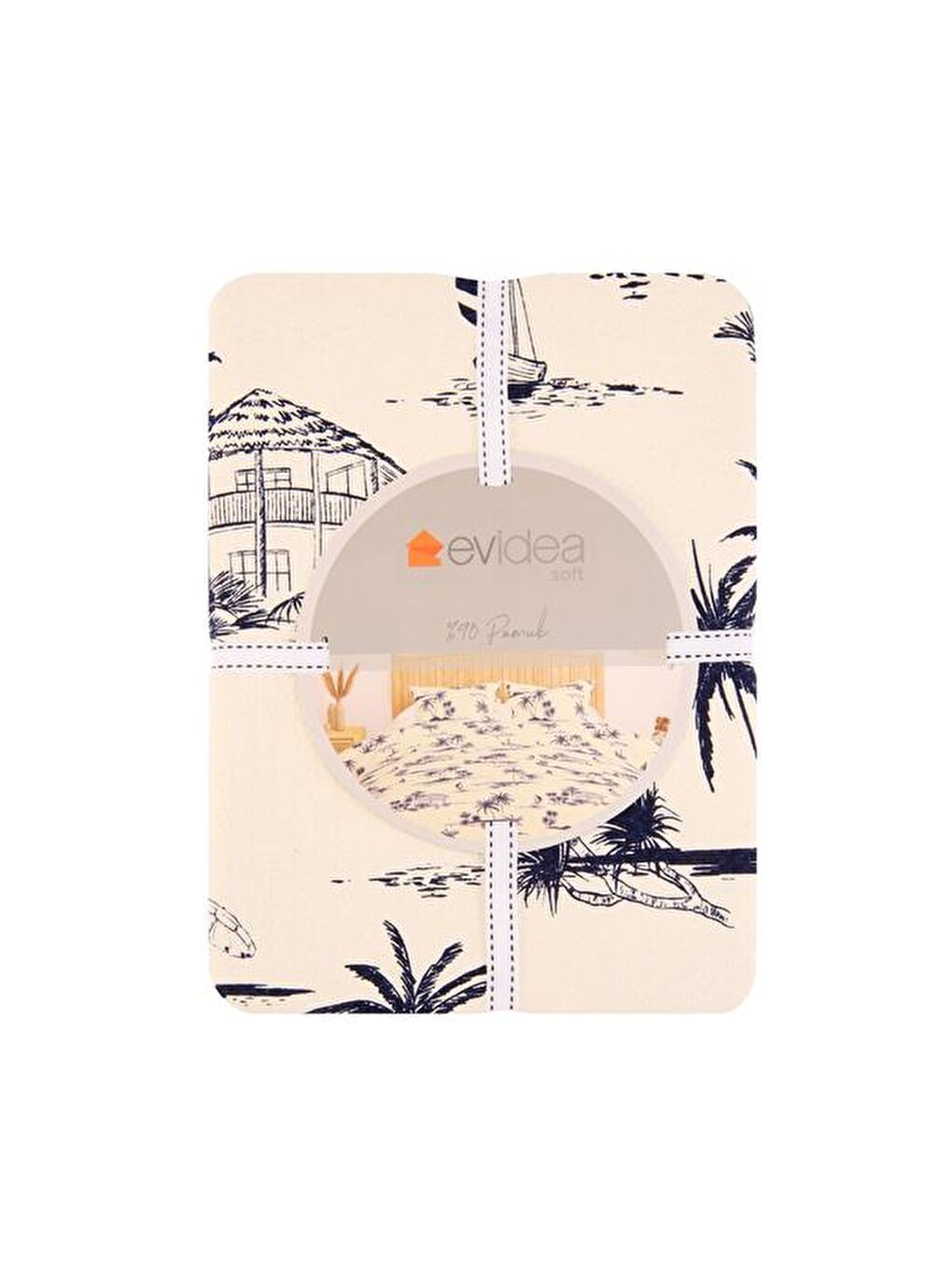 Soft Ante Tek Kişilik Pike Takımı - Bej / Lacivert-2