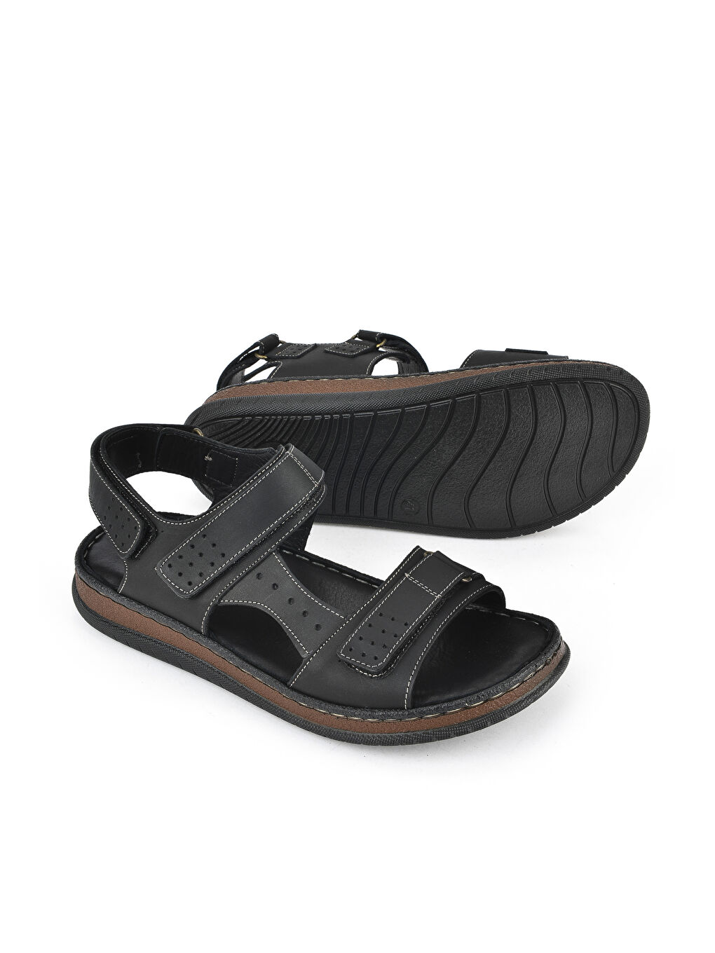 Erkek Hakiki Deri Sandalet 1511045ZS6 Siyah-3